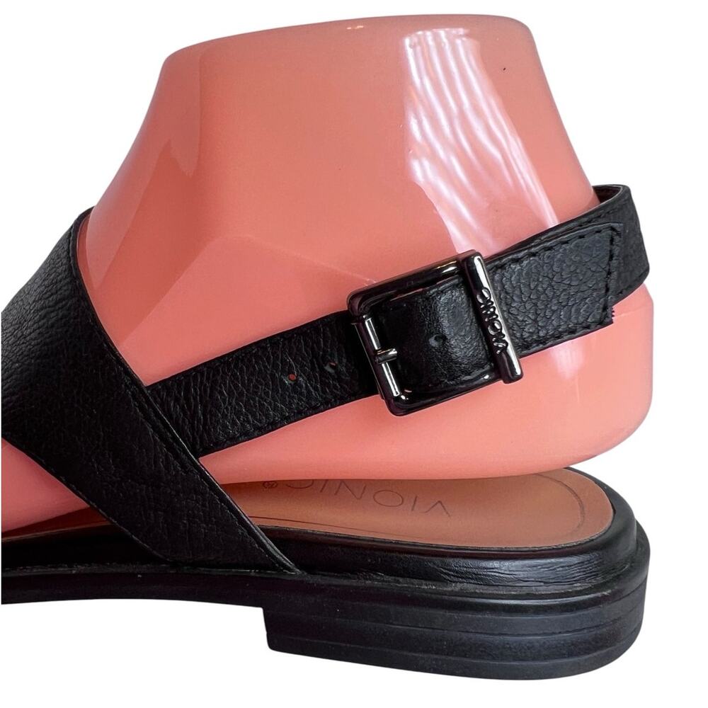 Vionic Ella Sandal in Black Leather Asymmetrical Toe Loop Slingback W's Sz. 7.5M - Picture 10 of 13